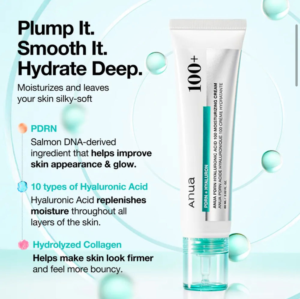 Anua - 60ml PDRN Hyaluronic Acid 100 Moisturizing Cream
